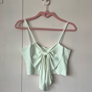 white knit bow crop top